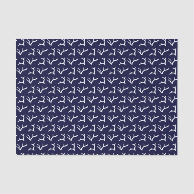 Beach Nautical Navy Blaues Minimalistisches Korall Seidenpapier (Vorderseite)