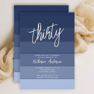 Beach Nautical Navy Streifen Modern 30. Geburtstag Einladung