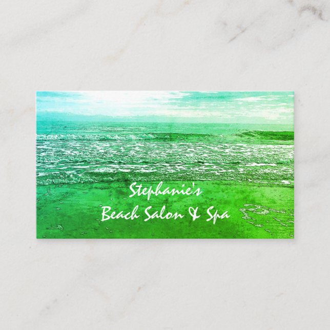 Beach Ocean Artistic Green Abstrakt Colorful 2024 Visitenkarte (Vorderseite)