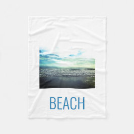Beach Ocean Artistic Typografy Blue White Landscha Fleecedecke