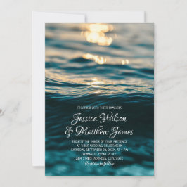 Beach Ocean Destination Nautical Sunset Wedding Einladung