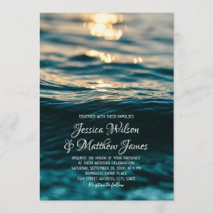 Beach Ocean Destination Nautical Sunset Wedding Einladung