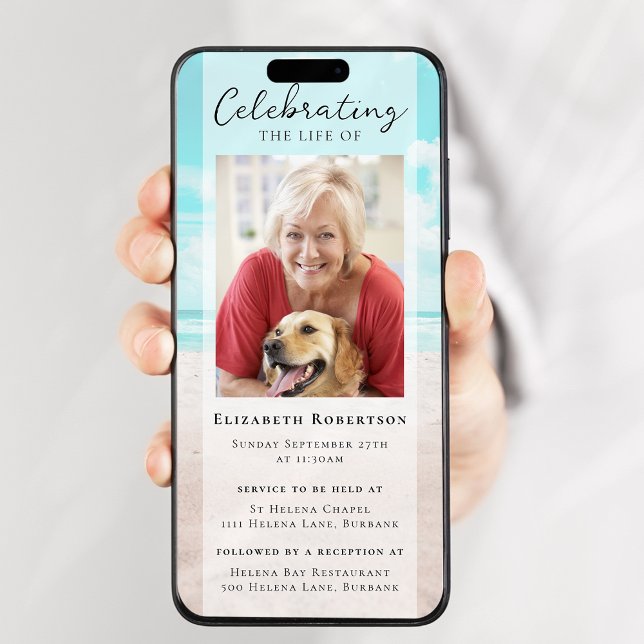 Beach Ocean Foto Beerdigung Digitale Einladung (Von Creator hochgeladen)