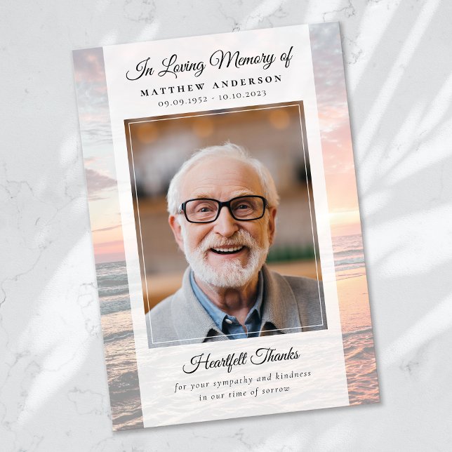 Beach Ocean Foto Beerdigung Gedenkstätte beibehalt Dankeskarte (Von Creator hochgeladen)