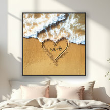 Beach Ocean Heart Initials Hochzeitstag