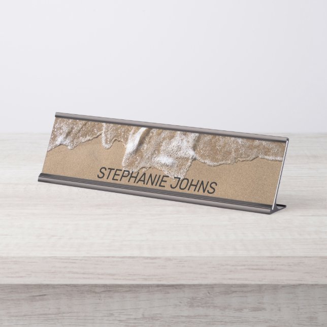 Beach Ocean Name Water Nautical Office Decor Gift Schreibtischnamensplakette (Vorderseite )