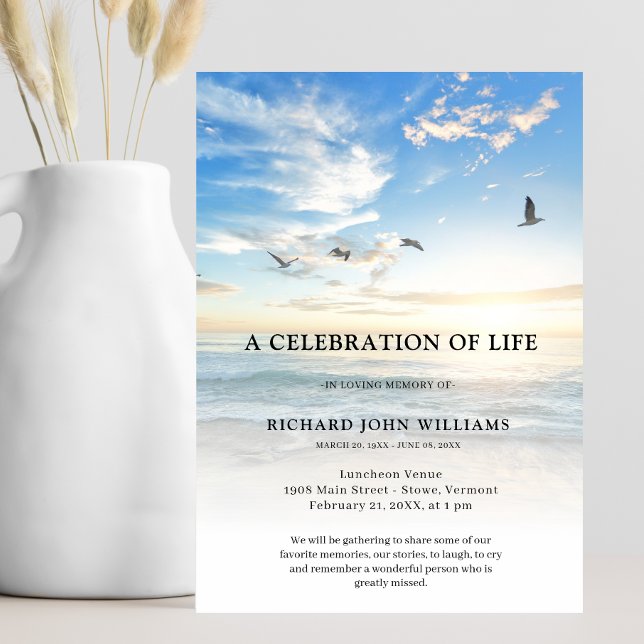Beach Ocean Nature Feier des Lebens Beerdigung Einladung (Beach Celebration of Life Invitation)