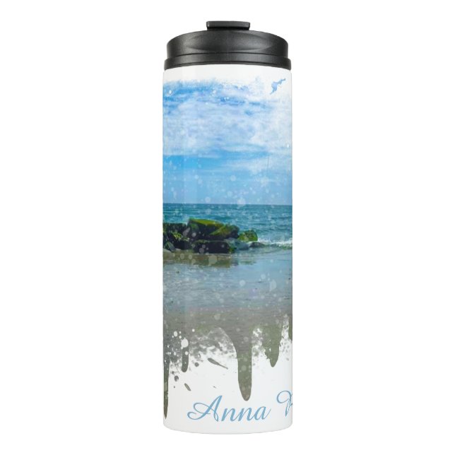 *~* Beach Ocean Nautical Abstrakt Tropfen Thermal Thermosbecher (Vorderseite)