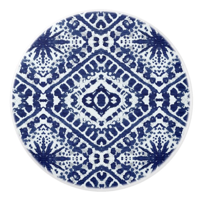 Beach Ocean Navy Blue White Rustic Star Shibori  Keramikknauf (Vorderseite)