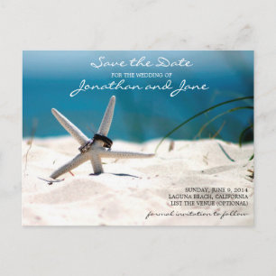 Beach Ocean Rings Starfish Hochzeit Save the Date Ankündigungspostkarte