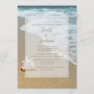Beach Ocean Seashell Sandy Beach Wedding Einladung