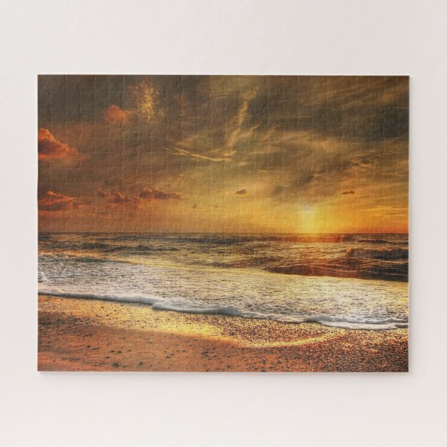 Beach Ocean Sunset Foto Puzzle (Horizontal)