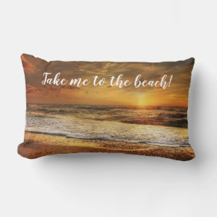 Beach Ocean Sunset Foto Quotes Lumbar Kissen