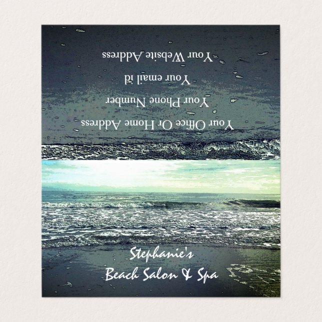 Beach Ocean Tropical Paradise Sea Waves Artistisch Visitenkarten (Außenseite Aufgefaltet)