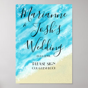 Beach Ocean Tropical Wedbook Sign Poster