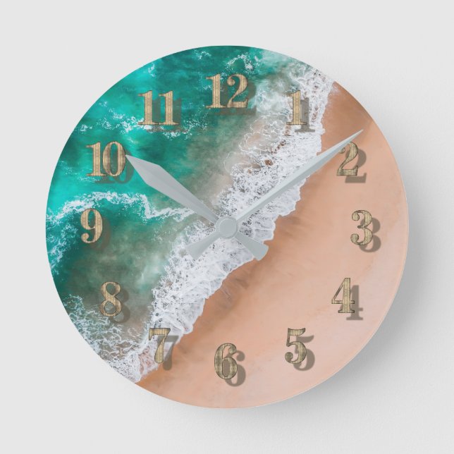 Beach ocean water on seashore sand tropical summer runde wanduhr (Vorderseite)