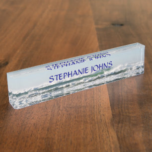 Beach Ocean Waves Mit Monogramm Name Blue Water Namensplakette
