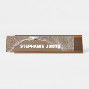 Beach Ocean Waves Water Monogram Individuelle Name Schreibtischnamensplakette