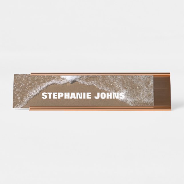 Beach Ocean Waves Water Monogram Individuelle Name Schreibtischnamensplakette (Vorderseite )