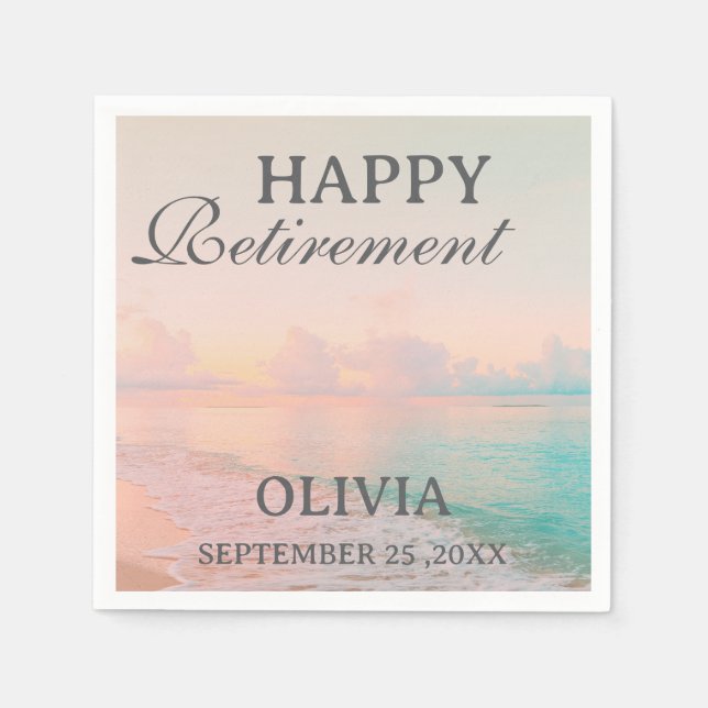 Beach- oder Summer Theme Retirement Party Serviette (Vorderseite)