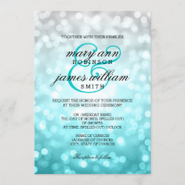 Beach Ombre Bokeh Lights Elegant Wedding Einladung
