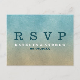Beach Ombre Minimal Wedding RSVP Einladungspostkarte