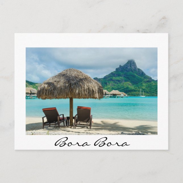 Beach on Bora Bora White Postcard Postkarte (Vorderseite)