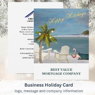 Beach Palm Flamingo Business Budget-Urlaubskarte Ankündigung
