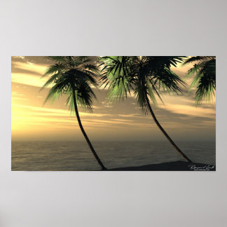 Beach Palm Sunset Print Poster