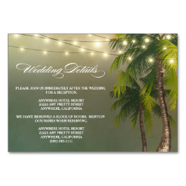 Beach Palm Tree Mariage Réception + Cartes d'hôtel