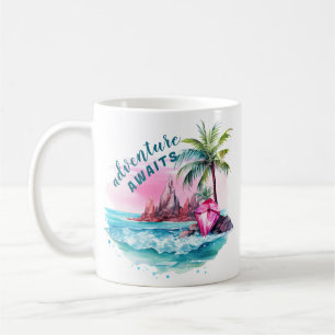 Beach Palm Tree Mountain View Erlebnis erwartet Kaffeetasse