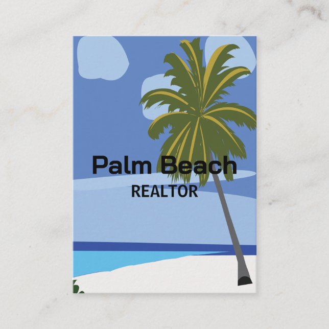 Beach Palm Tree Realtor Beach Visitenkarte (Vorderseite)