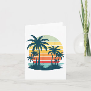 Beach Palm Tree Sunset Graphic Tropical Summer Vac Karte