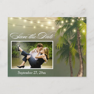 Beach Palm Tree Tropical Enregistrer la date Carte