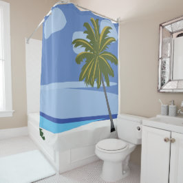Beach Palm Tree Vacation Beach House Duschvorhang