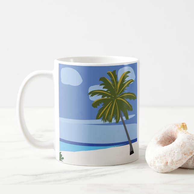 Beach Palm Tree Vacation Beach House Kaffeetasse (Mit Donut)
