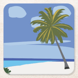 Beach Palm Tree Vacation Beach House Rechteckiger Pappuntersetzer