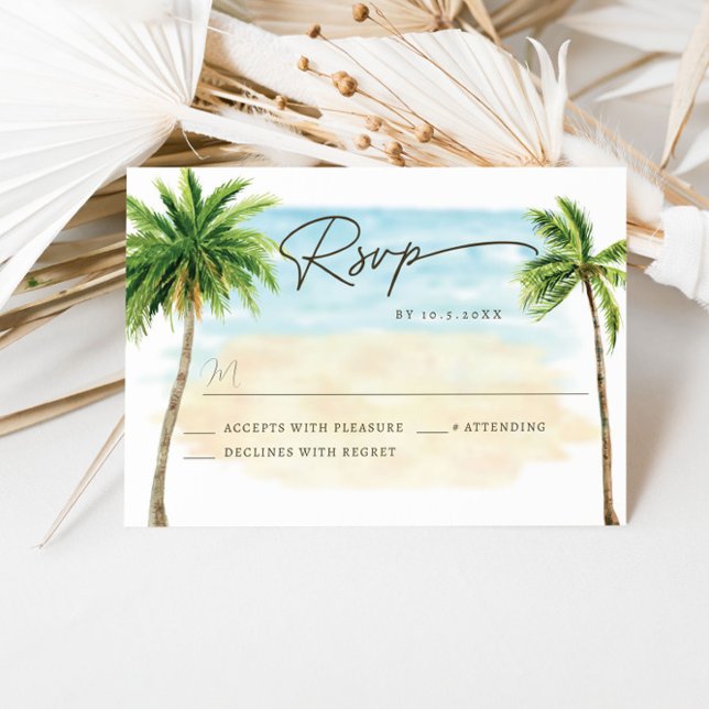 Beach Palm Tree Wedding RSVP Response Card Karte (Von Creator hochgeladen)