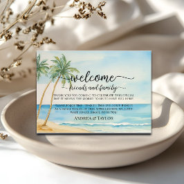 Beach Palm Tree Welcome Gift Bag Basket Place Card Begleitkarte
