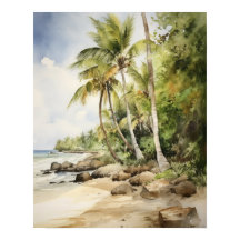 Beach Palm Trees Art Print Travel Poster