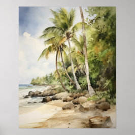 Beach Palm Trees Art Print Travel Poster