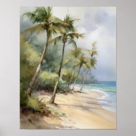 Beach Palm Trees Art Print Travel Poster