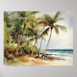Beach Palm Trees Art Print Travel Poster