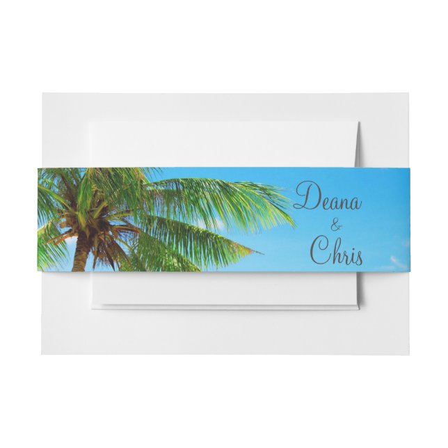 Beach Palm Trees Hochzeit in Urlaubsort Einladungsbanderole (Vorderseite Beispiel)