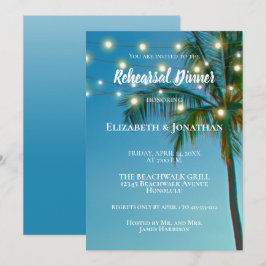 Beach Palm Trees String Lights Probe Dinner Einladung