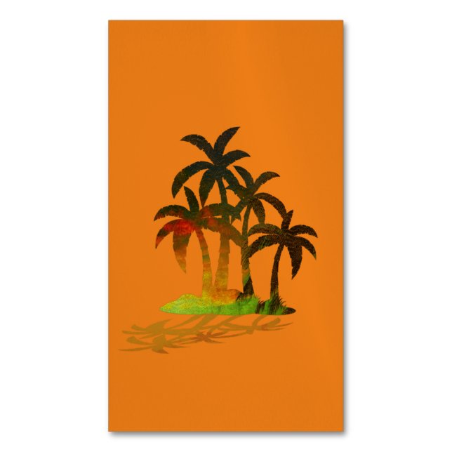 Beach Palm Trees Sunset Business Card Magnet (Vorderseite Vertikal)