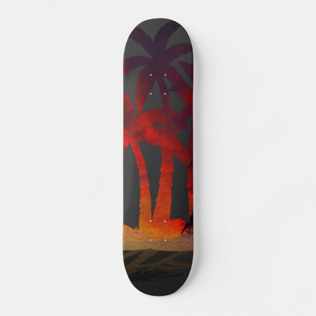 Beach Palm Trees Sunset Skateboard (Vorderseite)
