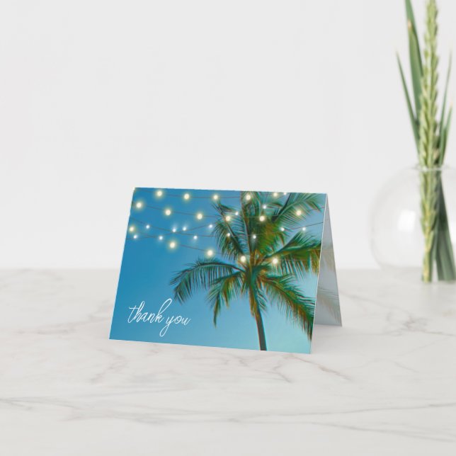 Beach Palms String Lights Blank Jeder Anlass Dankeskarte (Vorderseite)