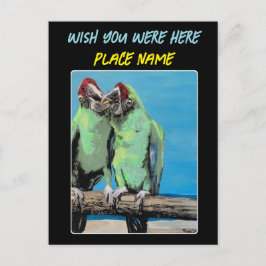 "Beach Parrots" Gemälde auf einem Postkarte