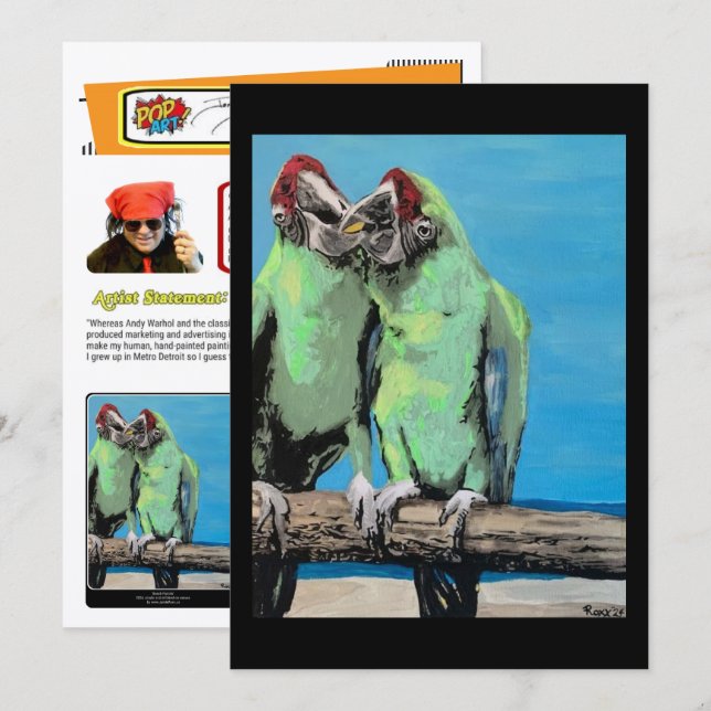 ‘Beach Parrots’ Painting on a Small-Scale Print  Einladung (Vorne/Hinten)